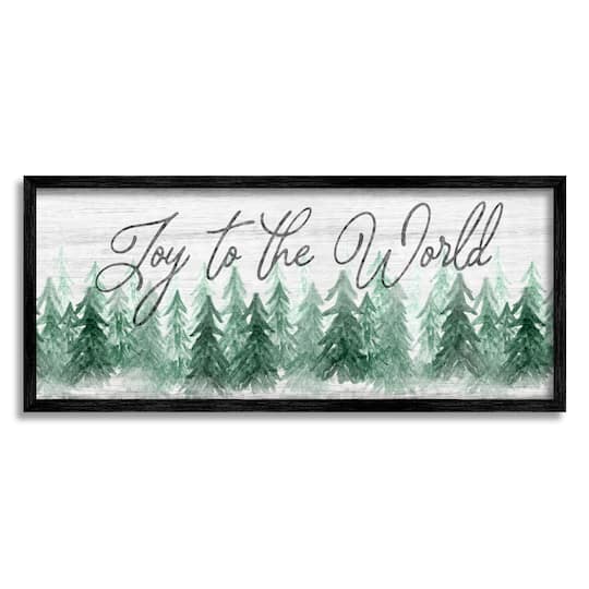 Stupell Industries Joy to the World Pine Trees Framed Giclee Art